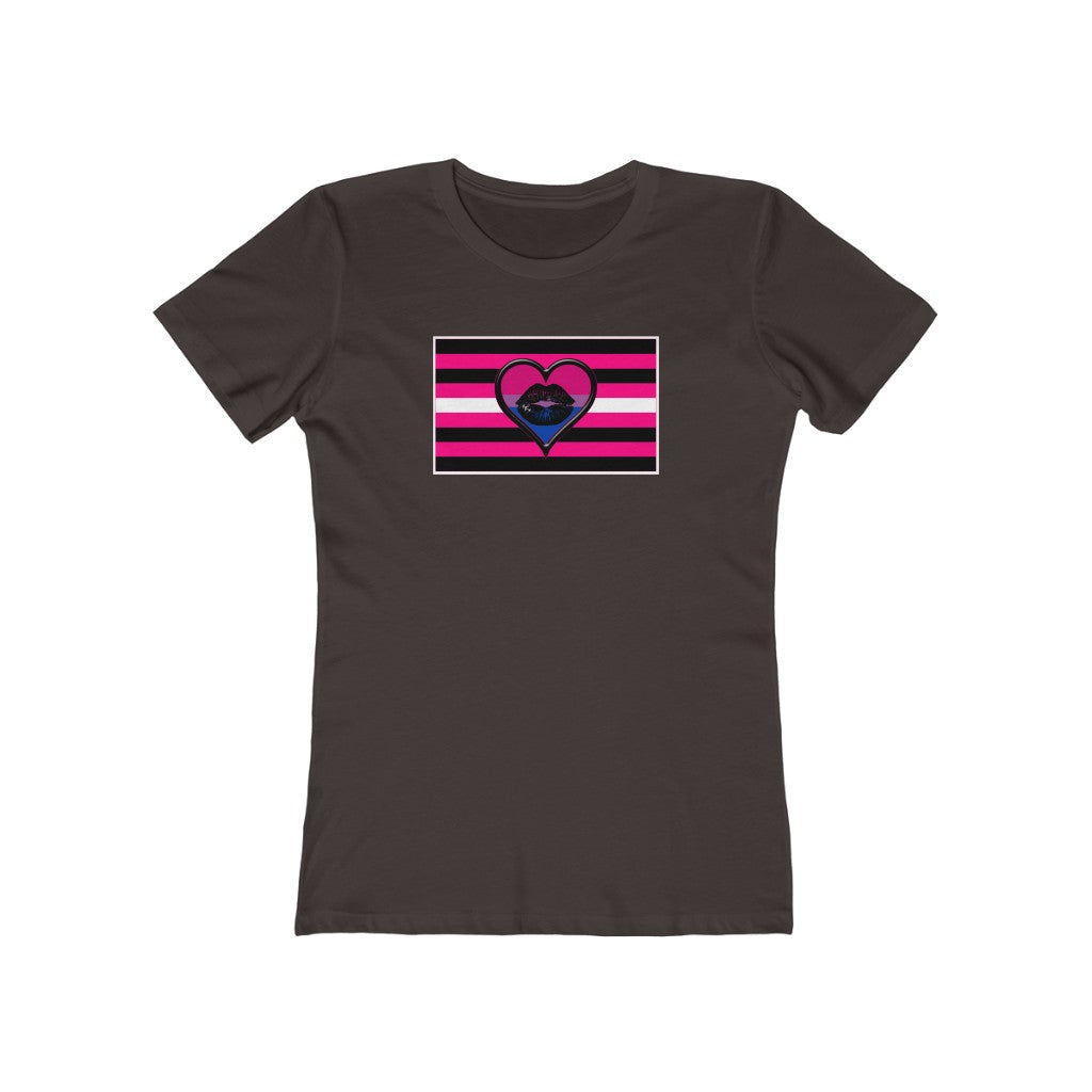 BiSexual Queer Femme Pride flag heart T-shirt - up to 2x lgbt Bi Femme Visibility