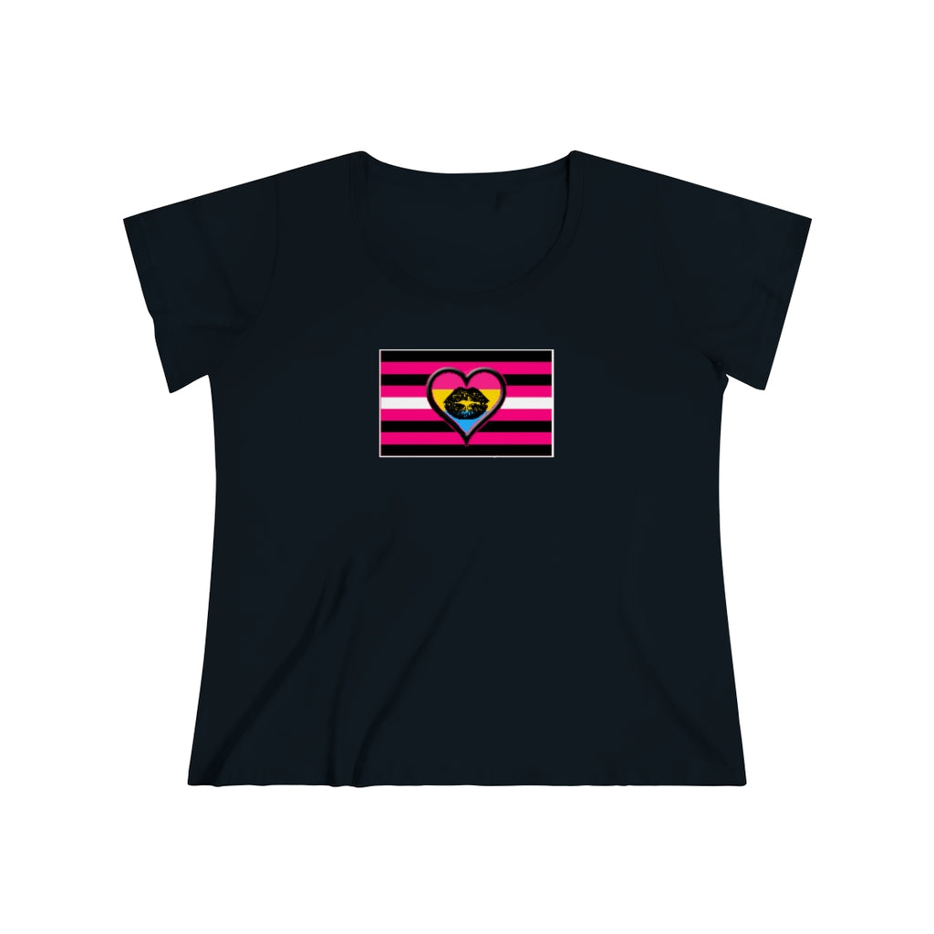 Pansexual Queer Femme Pride Heart t-shirt - Curvy Cut Plus size Tee, sizes 14-28w 2xl-5xl