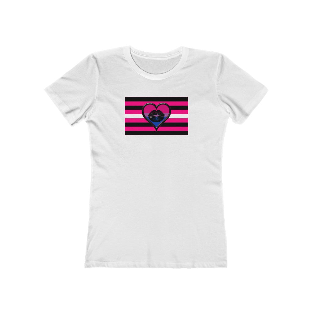 BiSexual Queer Femme Pride flag heart T-shirt - up to 2x lgbt Bi Femme Visibility