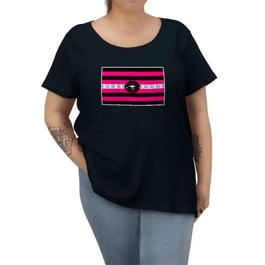 Trans Femme Pride Strip t-shirt - Curvy Cut Plus size Tee, sizes 14-28w 2xl-5xl