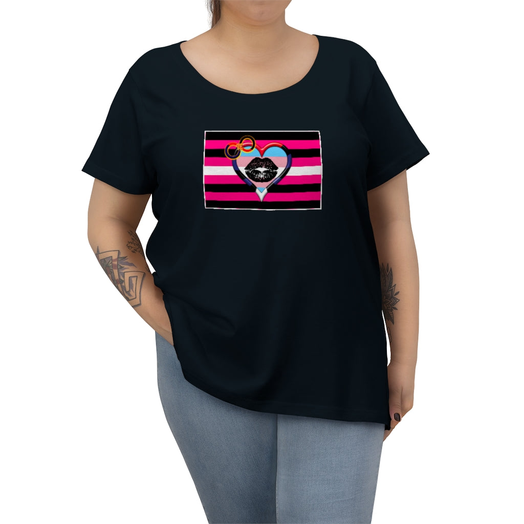 TransRomantic Poly BDSM Queer Femme pride t-shirt - Women's cut Plus Tee, sizes 14-28 2x-5x