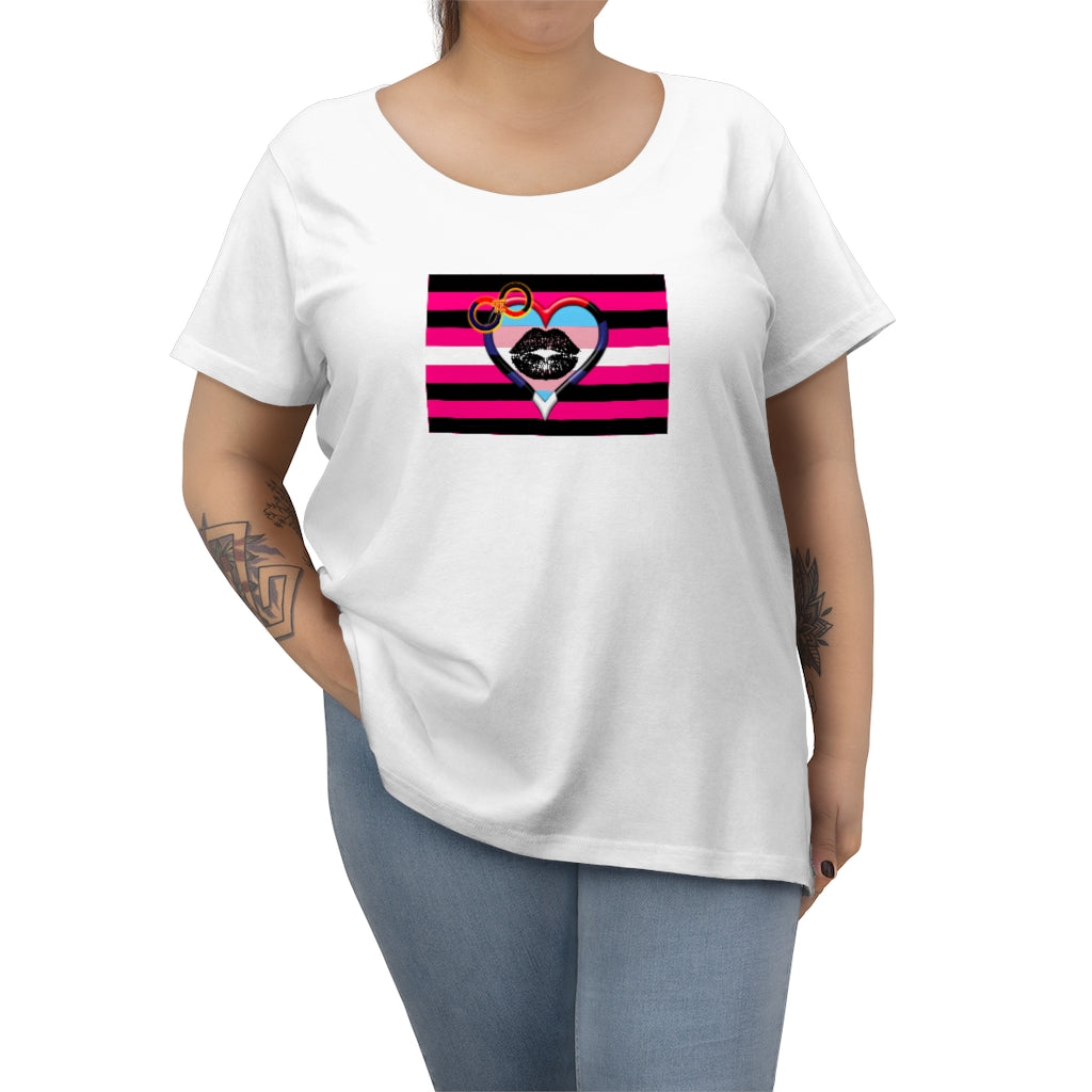 TransRomantic Poly BDSM Queer Femme pride t-shirt - Women's cut Plus Tee, sizes 14-28 2x-5x