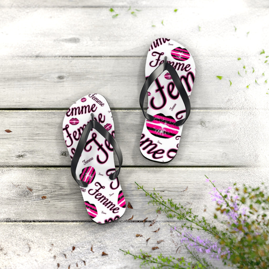 Queer Femme Pride 'Femme Toss' print Flip Flops, Sandals