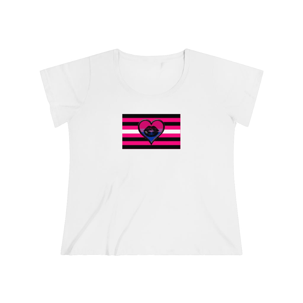 Bisexual Queer Femme Pride Heart t-shirt - Curvy Cut Plus size 14-28w 2xl-5xl lgbtqai pride clothing