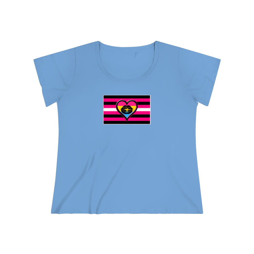 Pansexual Queer Femme Pride Heart t-shirt - Curvy Cut Plus size Tee, sizes 14-28w 2xl-5xl