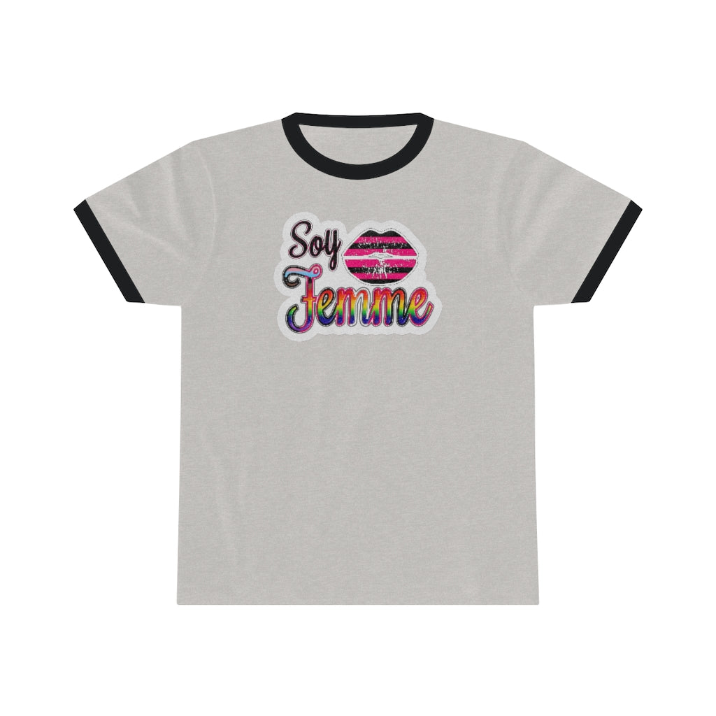 Soy Femme! Latinx Femme Sticker Print - Old-school Ringer Tee - up to 4x!