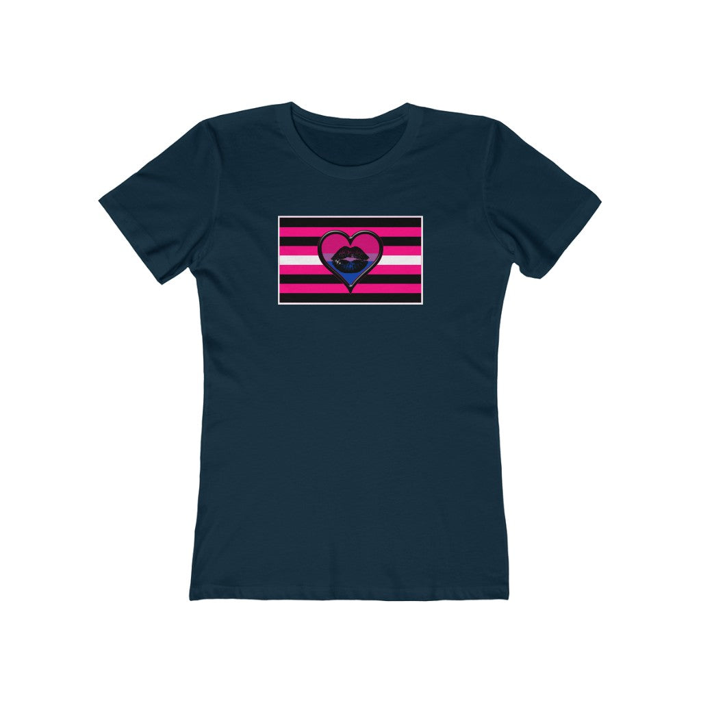 BiSexual Queer Femme Pride flag heart T-shirt - up to 2x lgbt Bi Femme Visibility