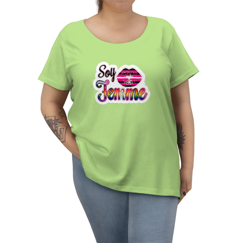 Soy Femme! 'Sticker' Print - Queer Femme Pride t-shirt - Curvy Cut Plus size Tee, sizes 14-28w 2x-5x