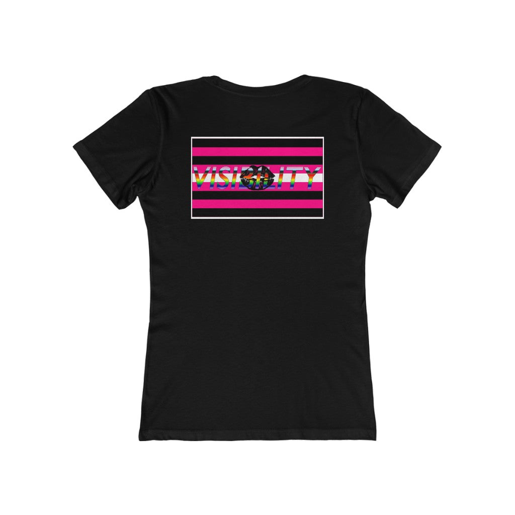 Femme-Visibility Kiss, Double Side Print T-shirt - up to 2x