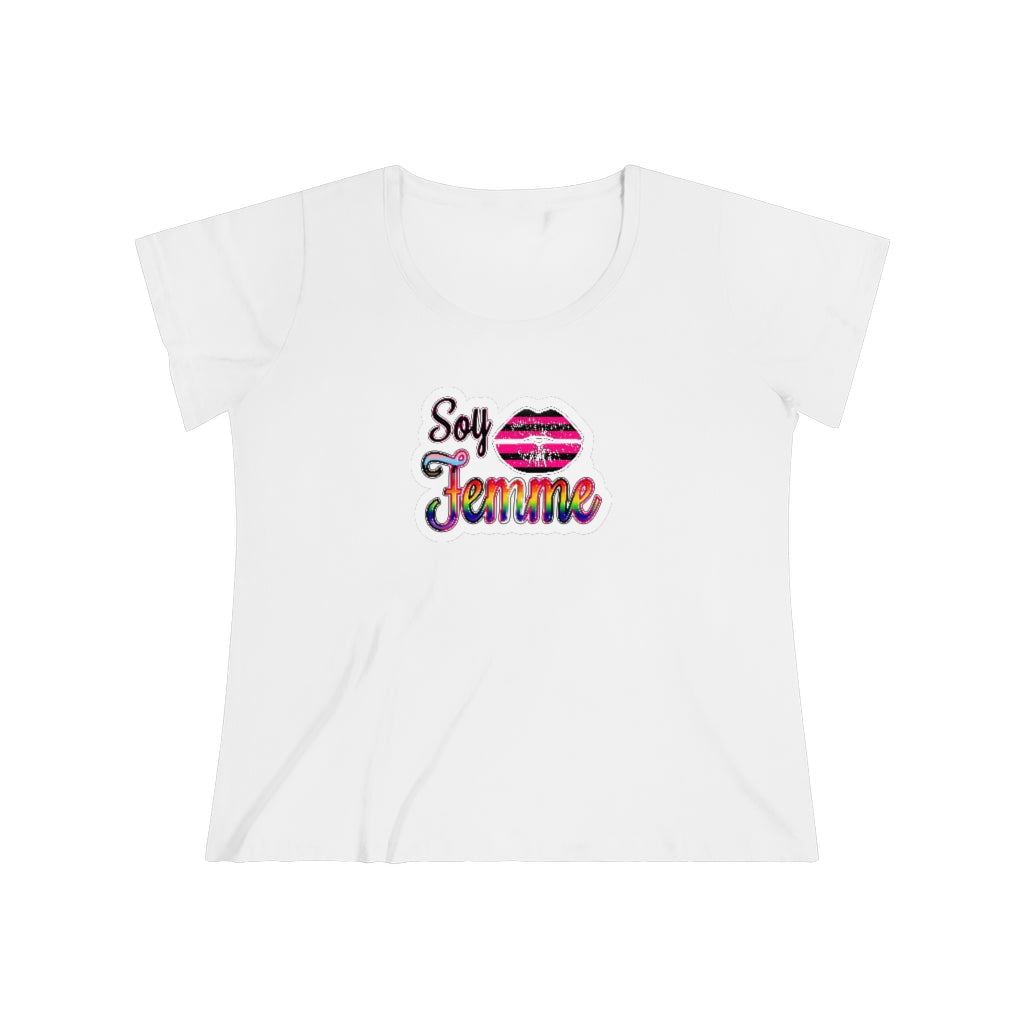 Soy Femme! 'Sticker' Print - Queer Femme Pride t-shirt - Curvy Cut Plus size Tee, sizes 14-28w 2x-5x