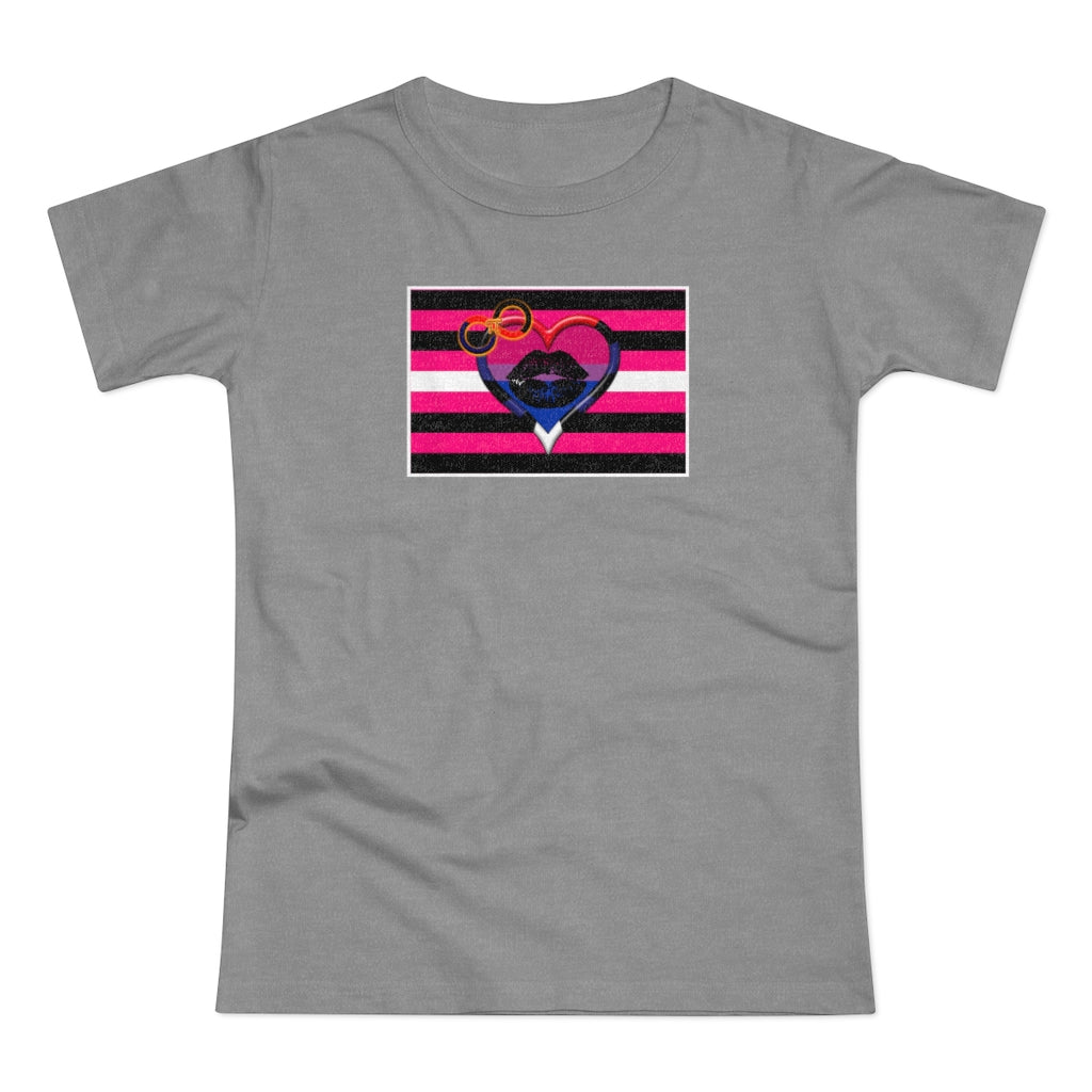 Bi Poly BDSM Femme Pride heart - Fitted Jersey T-shirt XS-2xl Plus