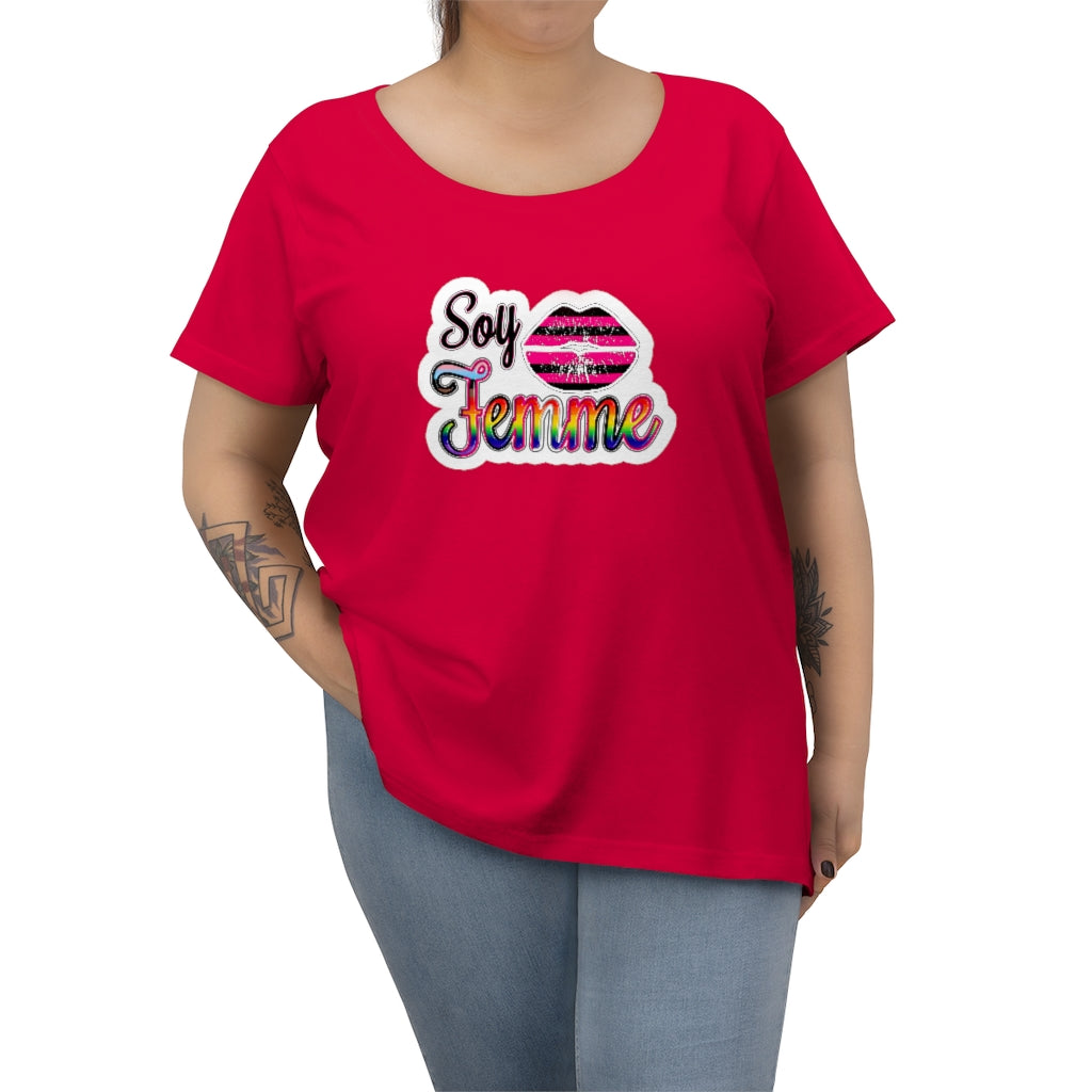 Soy Femme! 'Sticker' Print - Queer Femme Pride t-shirt - Curvy Cut Plus size Tee, sizes 14-28w 2x-5x