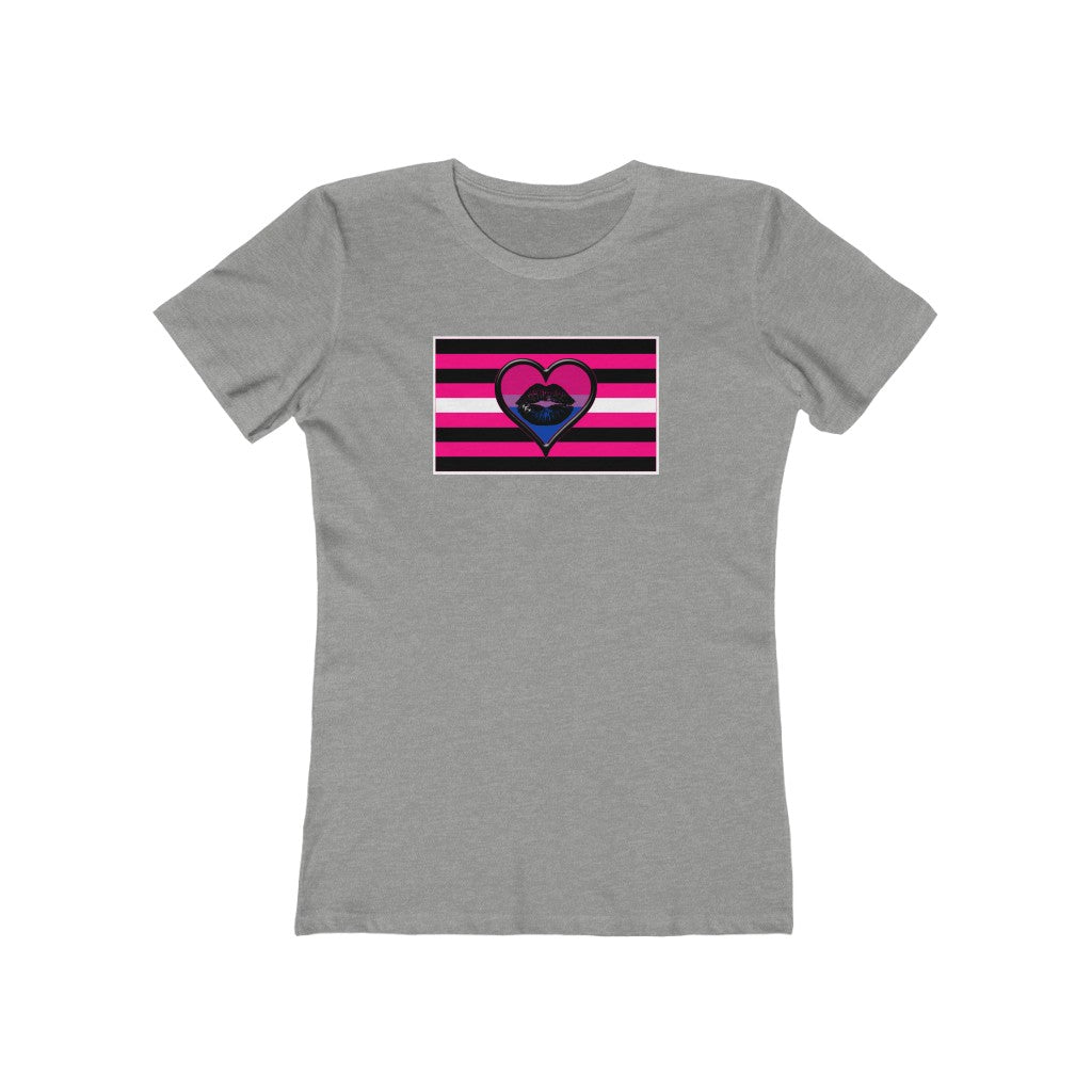 BiSexual Queer Femme Pride flag heart T-shirt - up to 2x lgbt Bi Femme Visibility