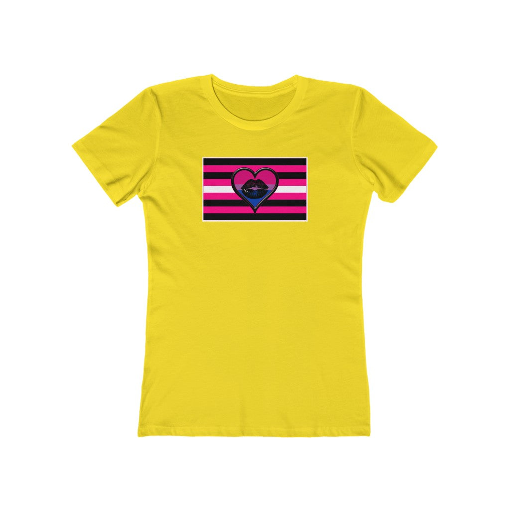 BiSexual Queer Femme Pride flag heart T-shirt - up to 2x lgbt Bi Femme Visibility