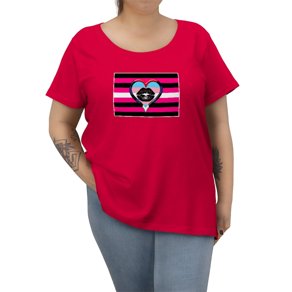 TransRomantic BDSM Queer Femme pride t-shirt - Women's cut Plus Tee, sizes 14-28 2x-5x