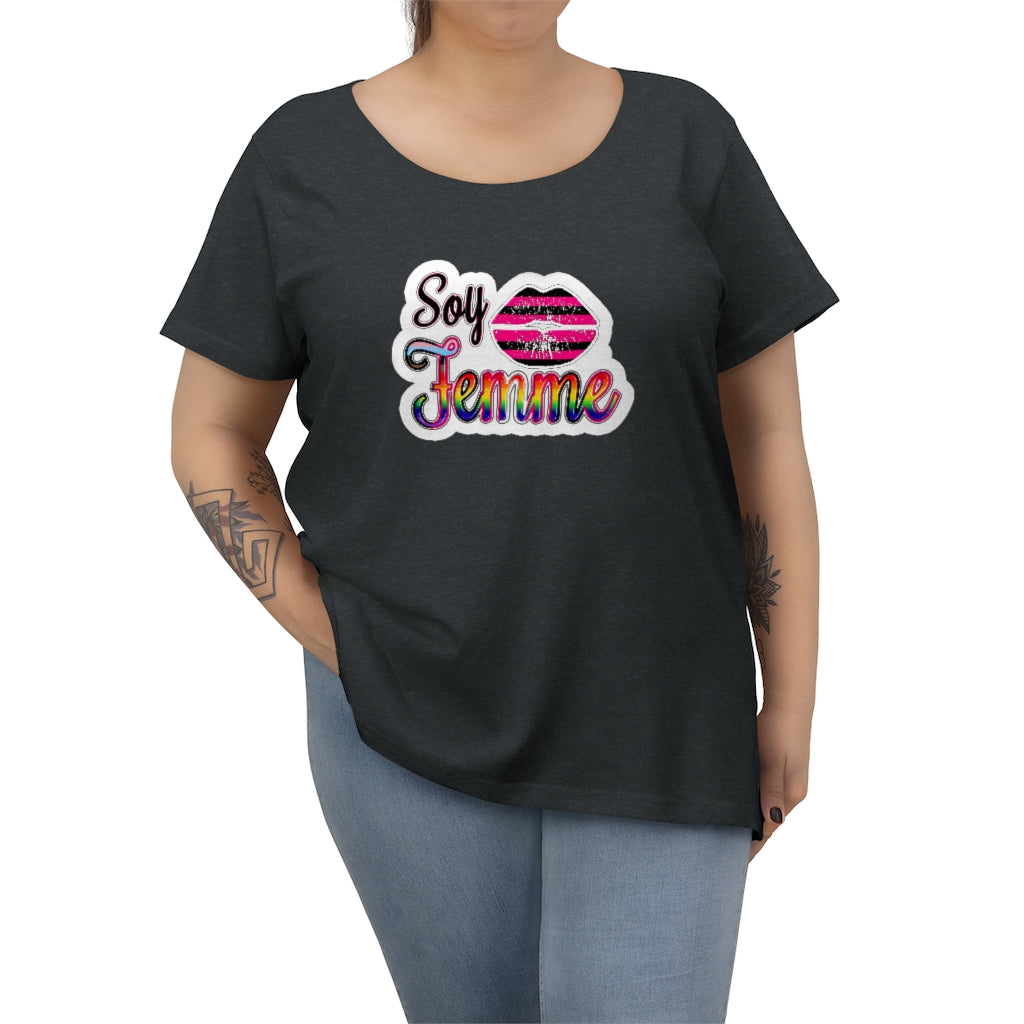 Soy Femme! 'Sticker' Print - Queer Femme Pride t-shirt - Curvy Cut Plus size Tee, sizes 14-28w 2x-5x