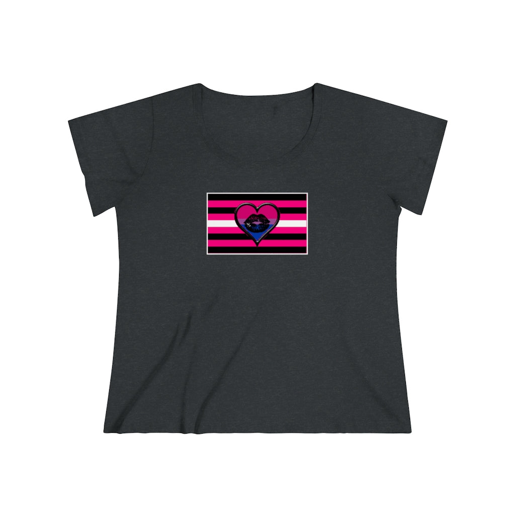 Bisexual Queer Femme Pride Heart t-shirt - Curvy Cut Plus size 14-28w 2xl-5xl lgbtqai pride clothing