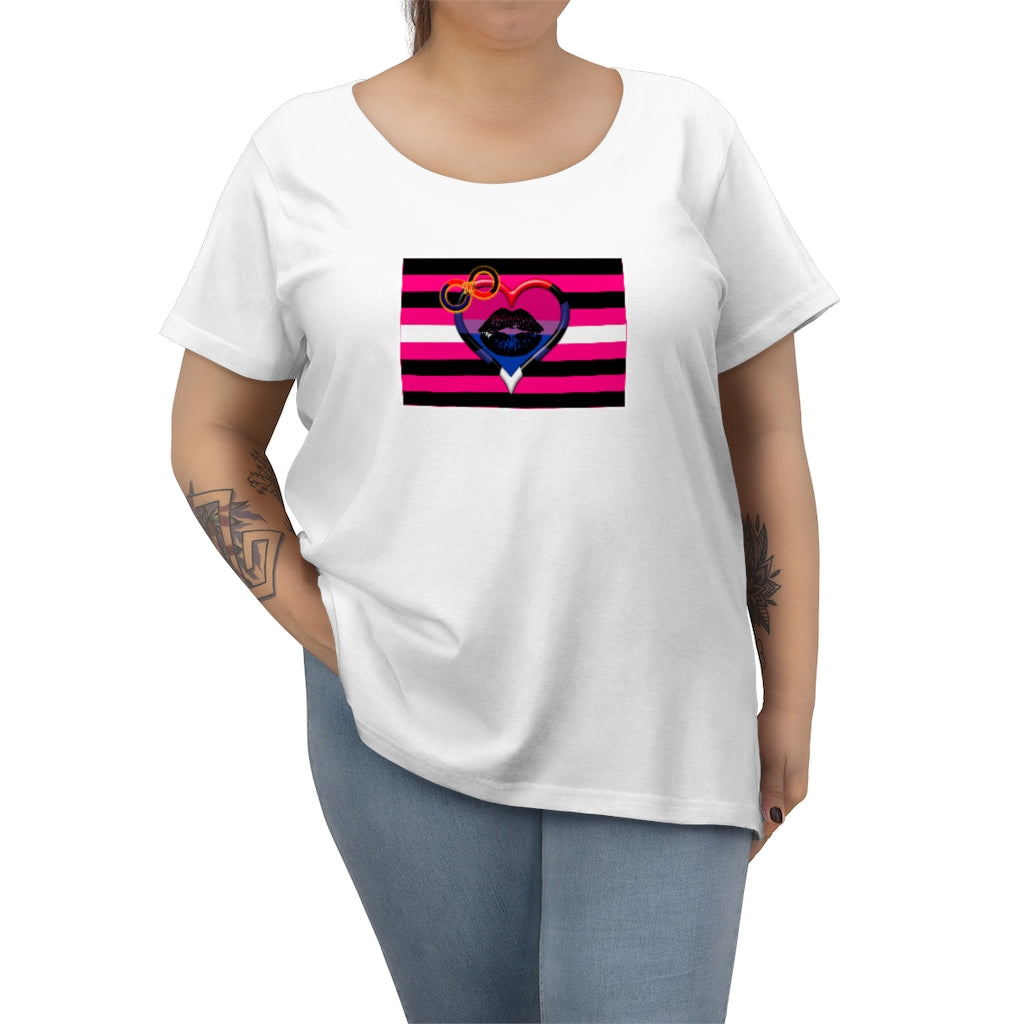 Bi-sexual Poly BDSM Queer Femme pride t-shirt - Curvy-cut Plus Tee, sizes 14-28 2x-5x