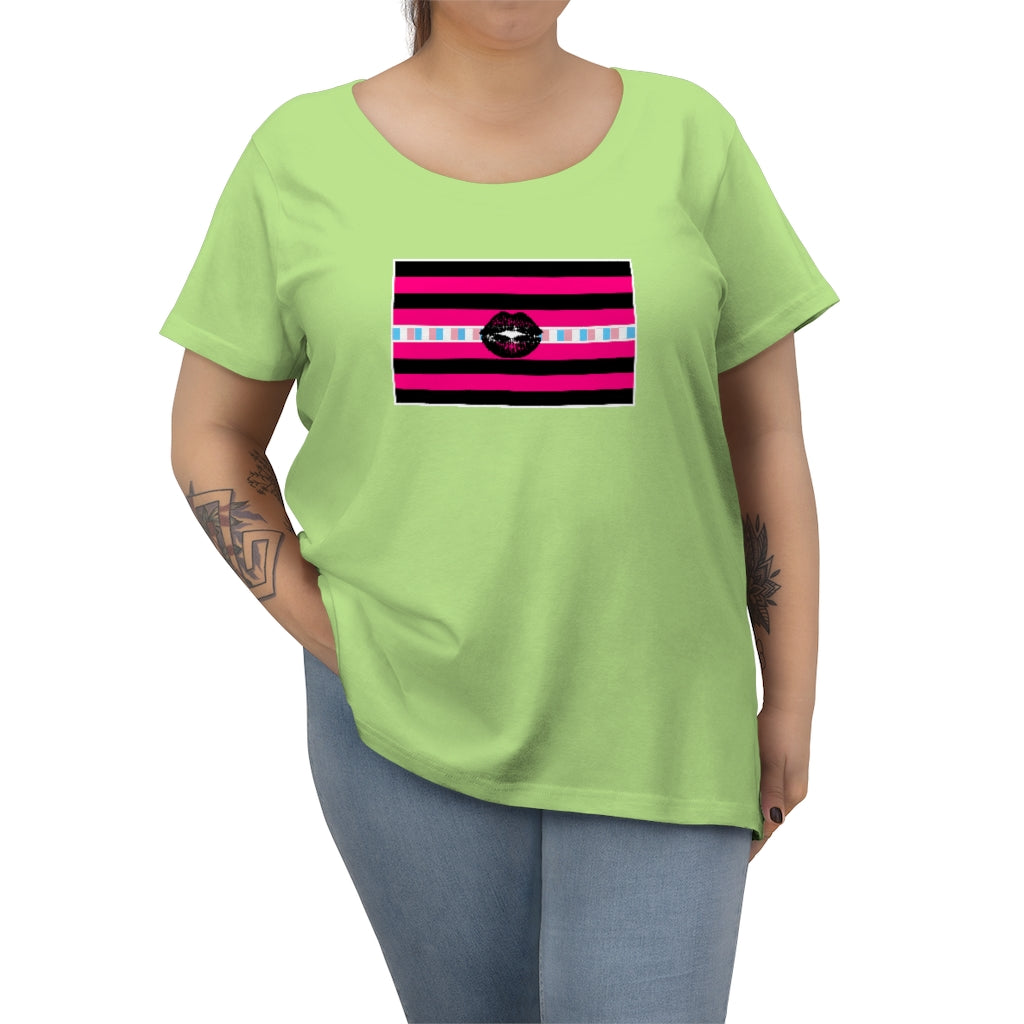 Trans Femme Pride Strip t-shirt - Curvy Cut Plus size Tee, sizes 14-28w 2xl-5xl