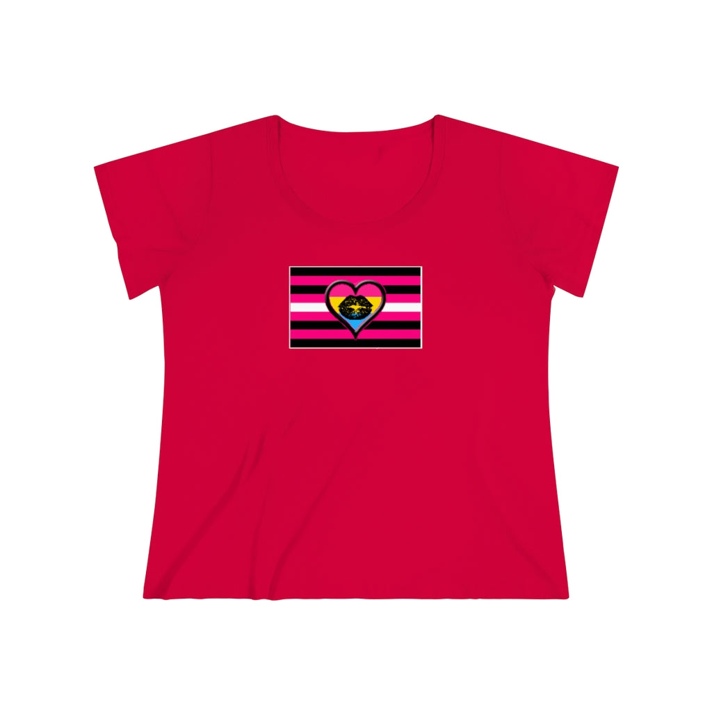 Pansexual Queer Femme Pride Heart t-shirt - Curvy Cut Plus size Tee, sizes 14-28w 2xl-5xl