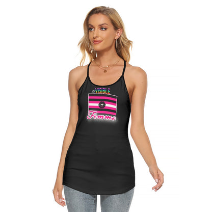 inVisible Queer Femme Tank Top w/Crisscross Open Racerback S-5x Plus