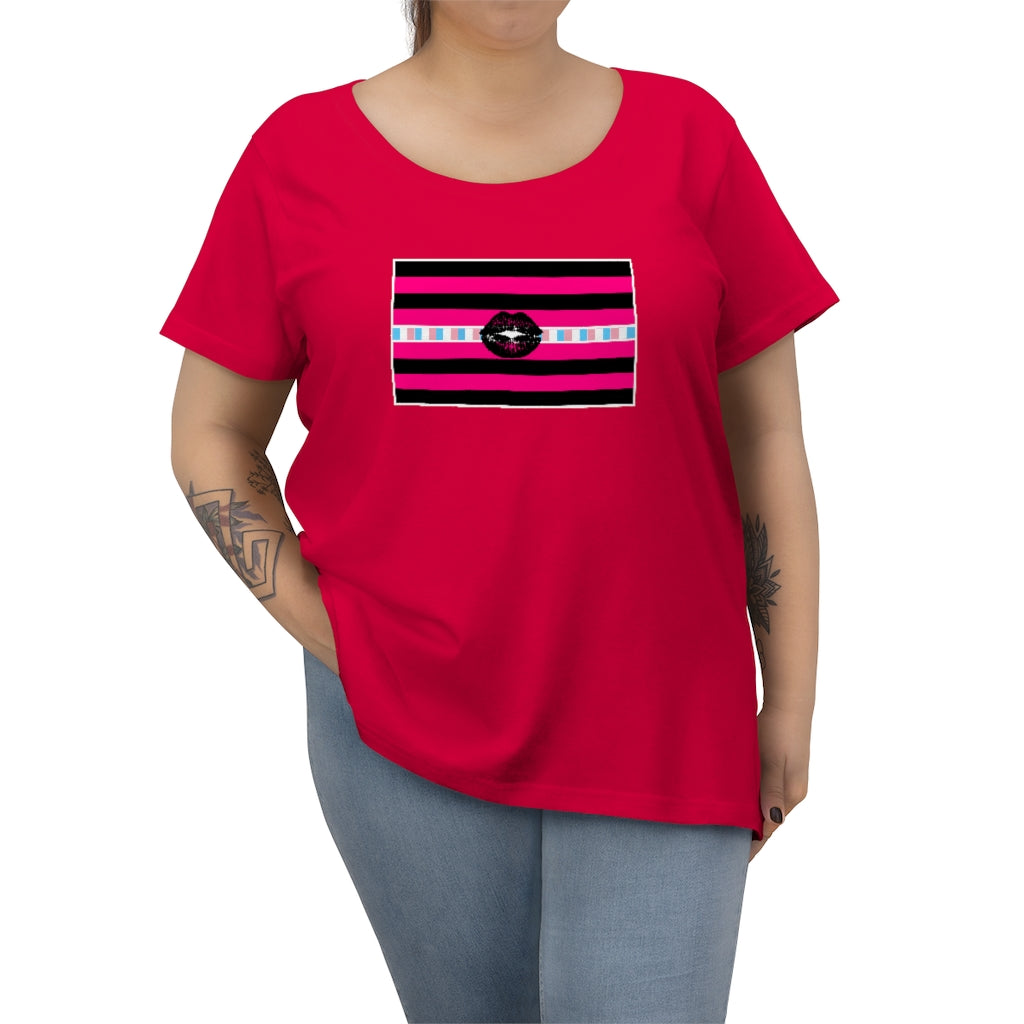 Trans Femme Pride Strip t-shirt - Curvy Cut Plus size Tee, sizes 14-28w 2xl-5xl