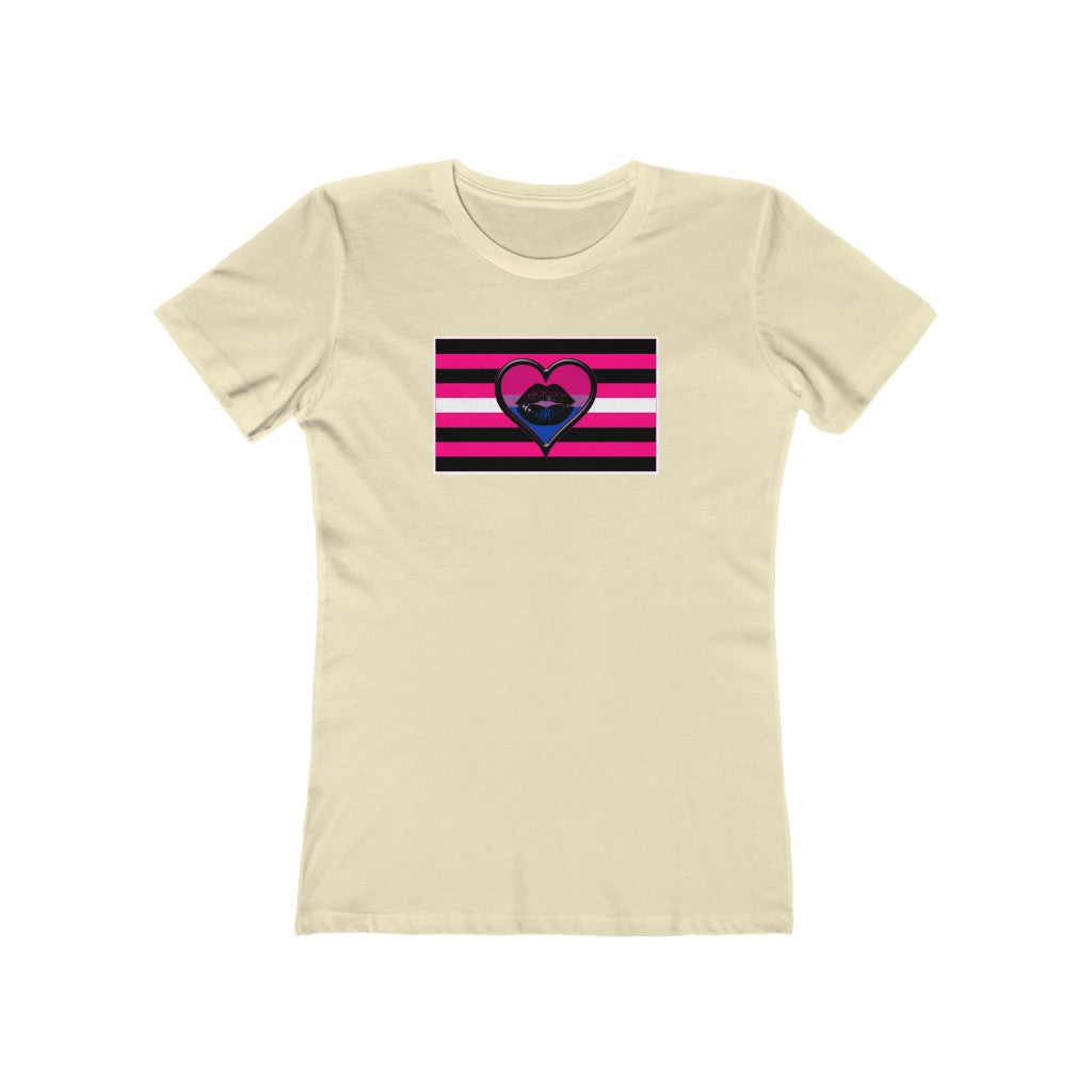 BiSexual Queer Femme Pride flag heart T-shirt - up to 2x lgbt Bi Femme Visibility