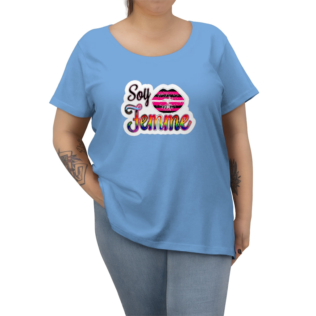 Soy Femme! 'Sticker' Print - Queer Femme Pride t-shirt - Curvy Cut Plus size Tee, sizes 14-28w 2x-5x