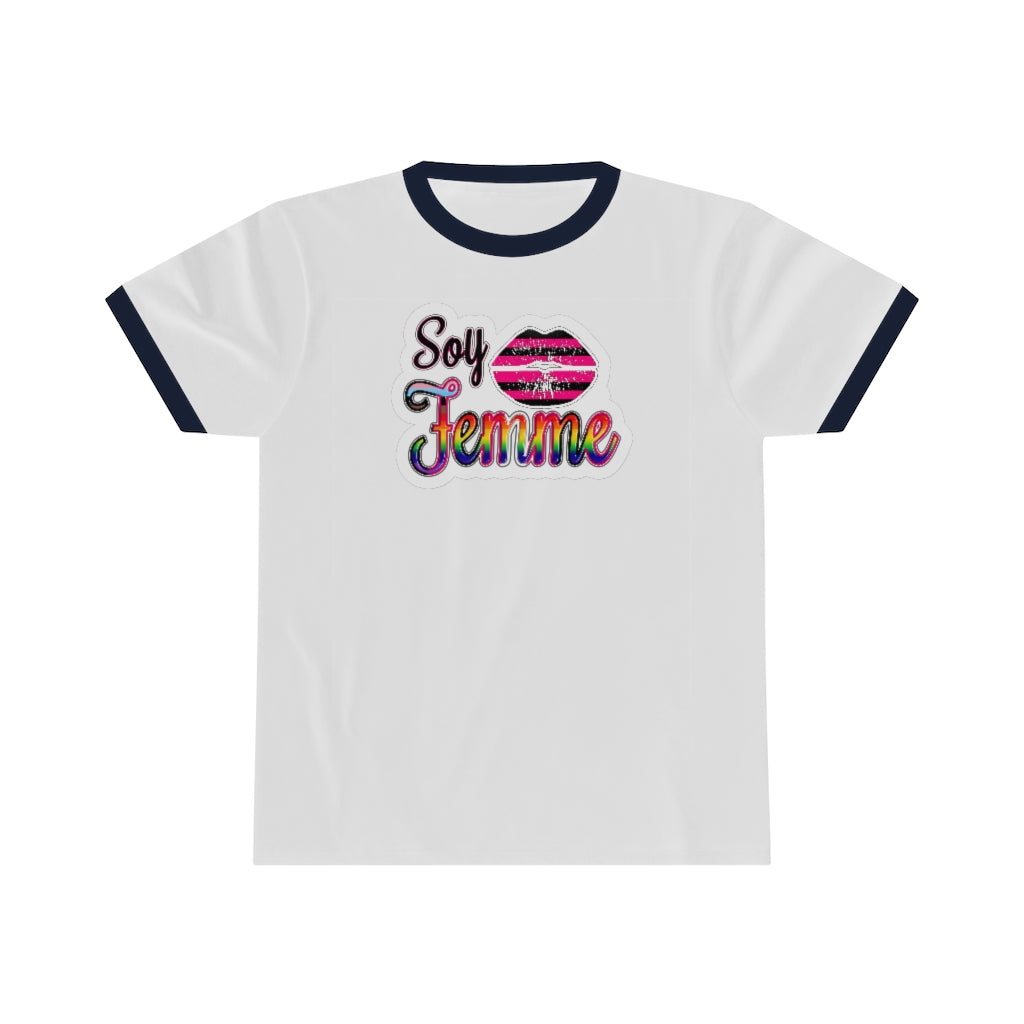 Soy Femme! Latinx Femme Sticker Print - Old-school Ringer Tee - up to 4x!