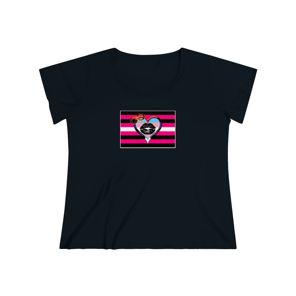 TransRomantic Poly BDSM Queer Femme pride t-shirt - Women's cut Plus Tee, sizes 14-28 2x-5x