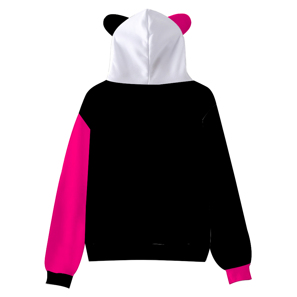 Queer Femme Pride Flag Panda Bear ears Hoodie Size S - 6xl Plus Size, Long sleeve Hooded Sweatshirt jacket