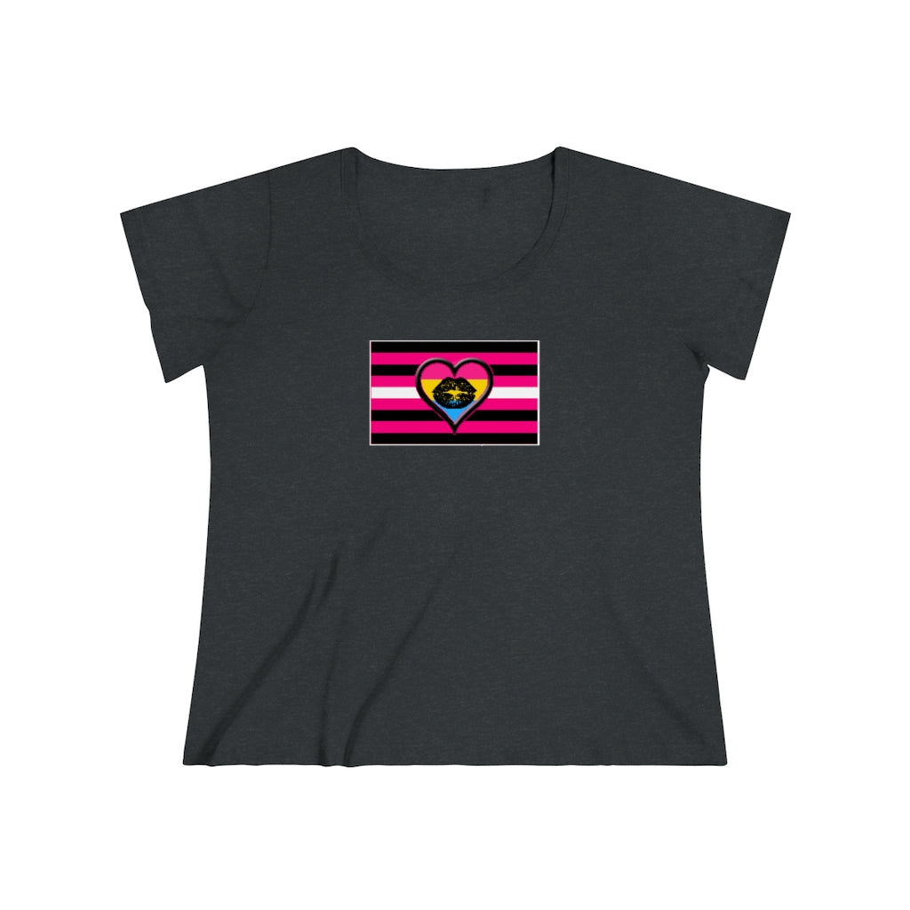 Pansexual Queer Femme Pride Heart t-shirt - Curvy Cut Plus size Tee, sizes 14-28w 2xl-5xl