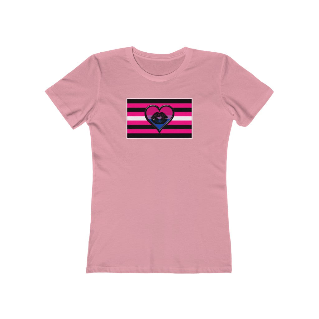 BiSexual Queer Femme Pride flag heart T-shirt - up to 2x lgbt Bi Femme Visibility