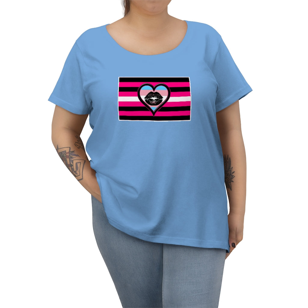 TransRomantic Queer Femme Pride Heart t-shirt - Curvy Cut Plus size Tee, sizes 14-28w 2xl-5xl