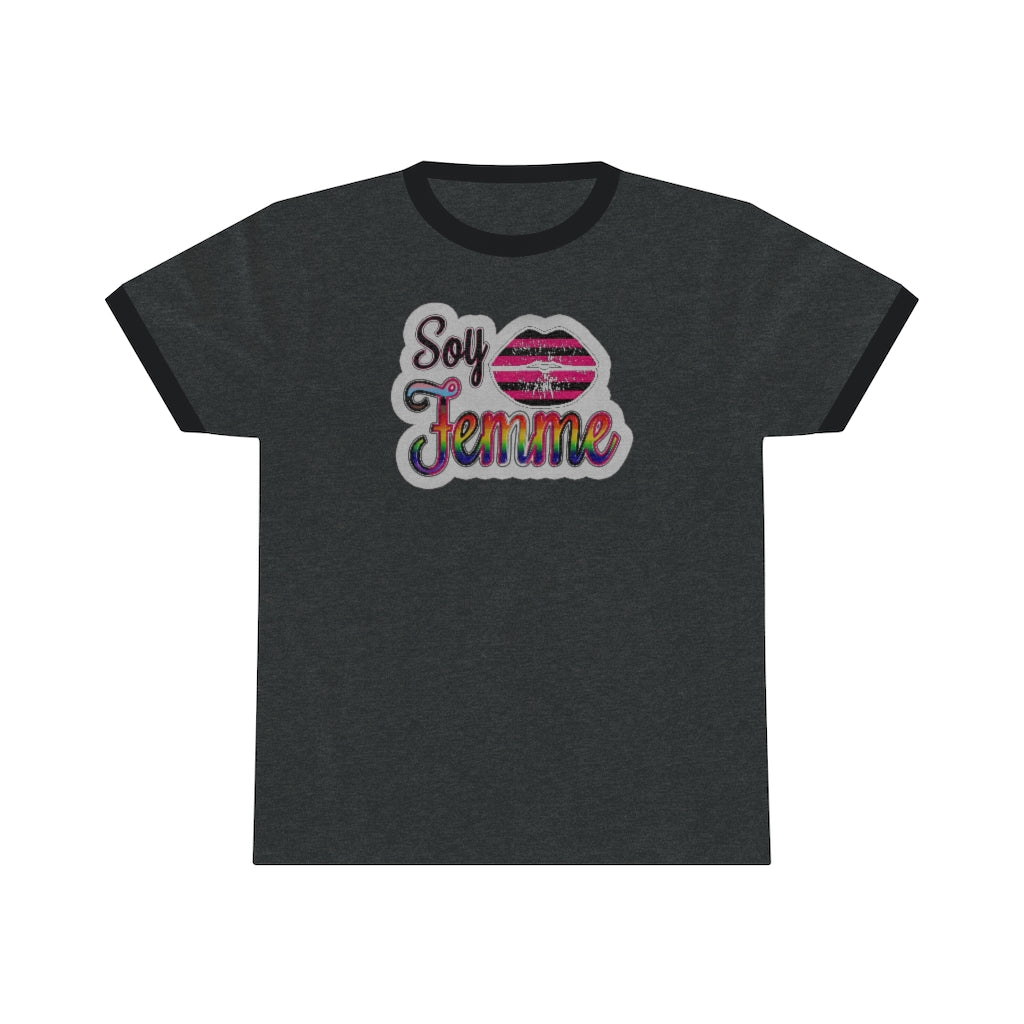 Soy Femme! Latinx Femme Sticker Print - Old-school Ringer Tee - up to 4x!