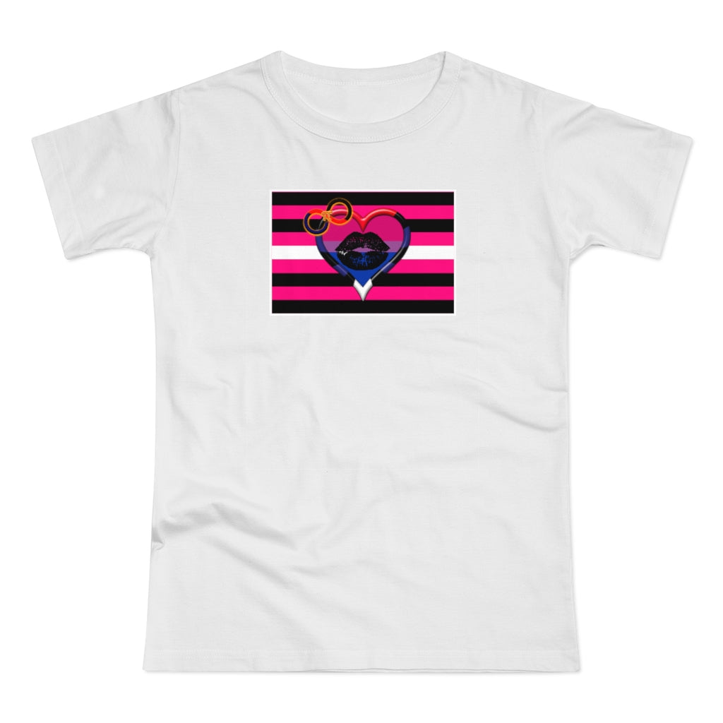 Bi Poly BDSM Femme Pride heart - Fitted Jersey T-shirt XS-2xl Plus