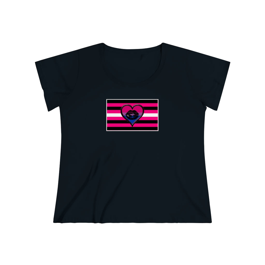 Bisexual Queer Femme Pride Heart t-shirt - Curvy Cut Plus size 14-28w 2xl-5xl lgbtqai pride clothing