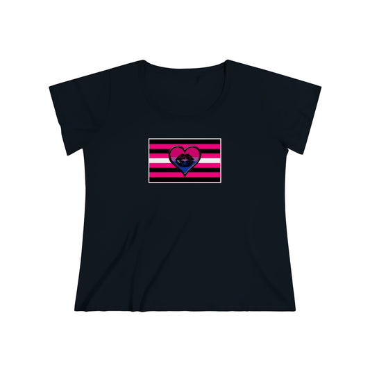 Bisexual Queer Femme Pride Heart t-shirt - Curvy Cut Plus size 14-28w 2xl-5xl lgbtqai pride clothing