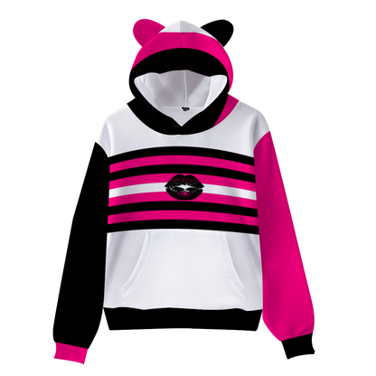 Queer Femme Pride Flag Panda Bear ears Hoodie Size S - 6xl Plus Size, Long sleeve Hooded Sweatshirt jacket