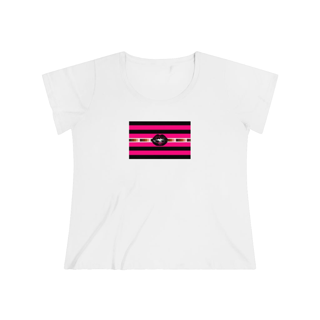 BIPOC Queer Femme Pride Strip t-shirt - Curvy Cut Plus size Tee, sizes 14-28w, lgbtqai pride shirt