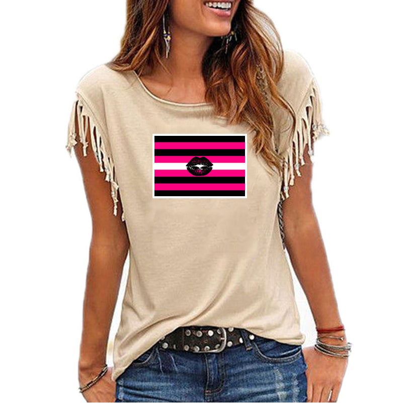 Queer Femme Pride 'Fringe-sleeve' t-shirt - sizes xS - 5X Plus size Tee