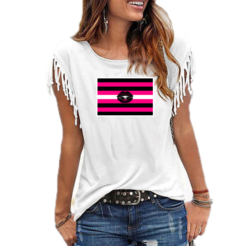 Queer Femme Pride 'Fringe-sleeve' t-shirt - sizes xS - 5X Plus size Tee