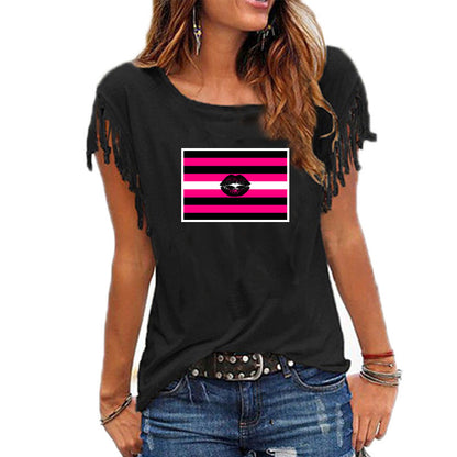 Queer Femme Pride 'Fringe-sleeve' t-shirt - sizes xS - 5X Plus size Tee